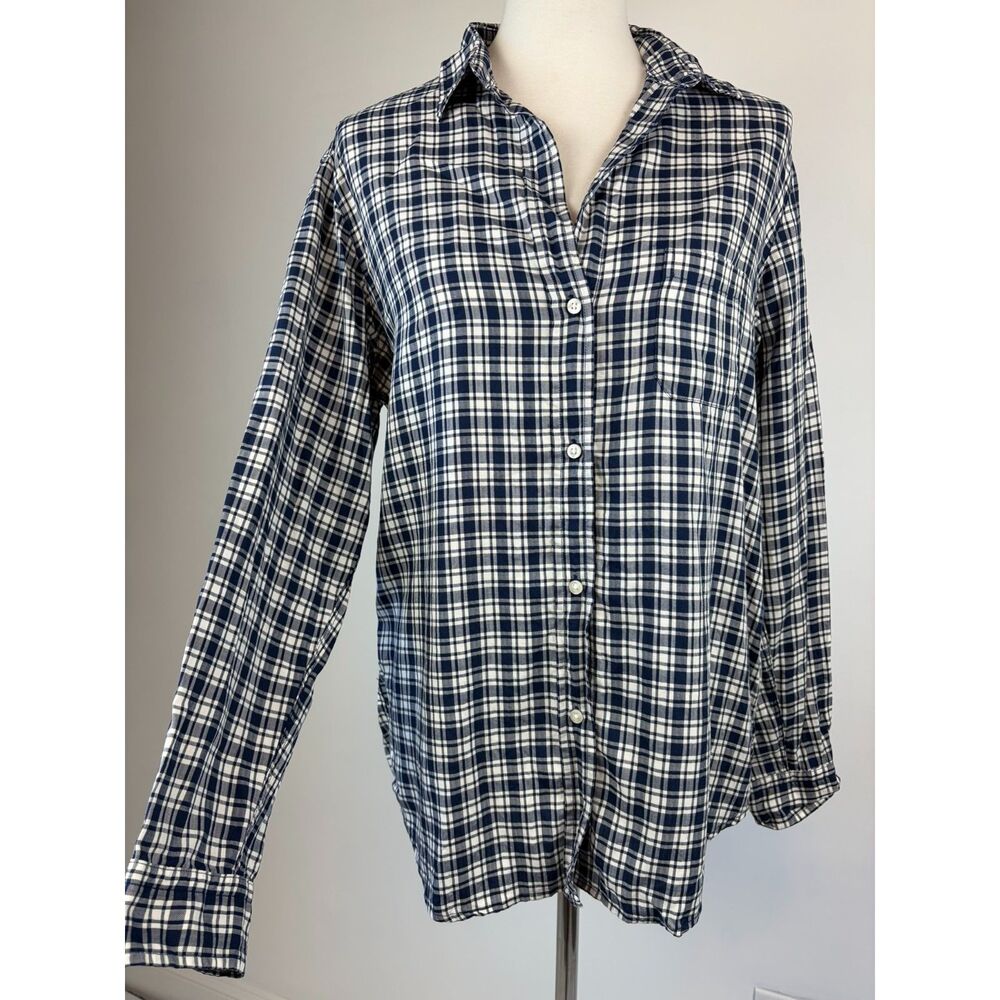 Grayson The Hero Blue Plaid Button-up Shirt Size 4 (L) 100% Lyocell Checkered